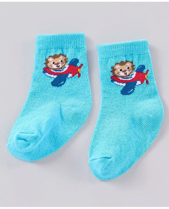 Cute Walk by Babyhug Anti Bacterial Ankle Length Striped Socks Pack of 3 - Blue Red