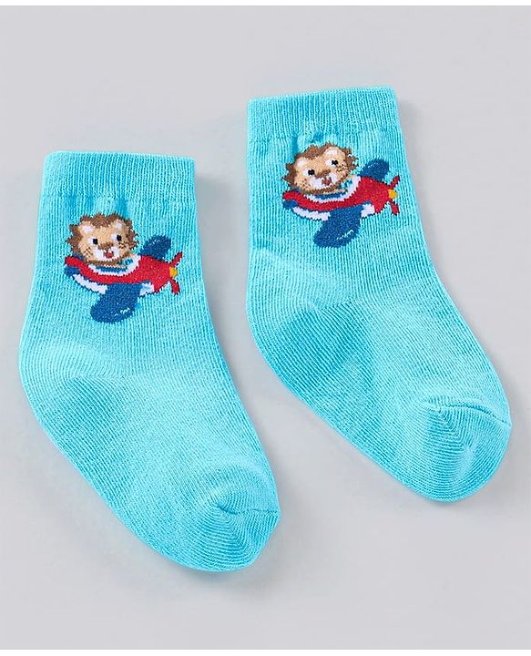 Cute Walk by Babyhug Anti Bacterial Ankle Length Striped Socks Pack of 3 - Blue Red