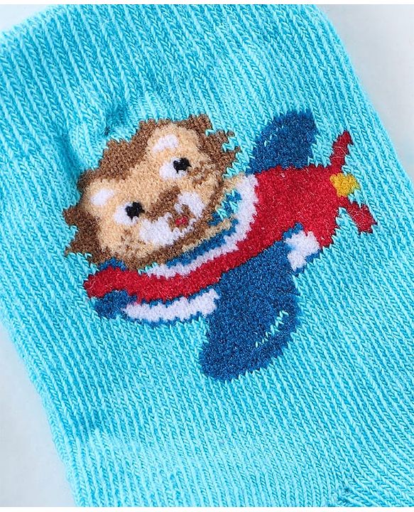 Cute Walk by Babyhug Anti Bacterial Ankle Length Striped Socks Pack of 3 - Blue Red