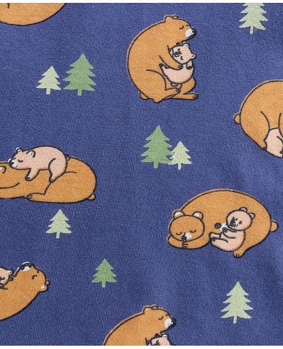 Babyhug Cotton Full Sleeves Night Suit Bear Print- Blue