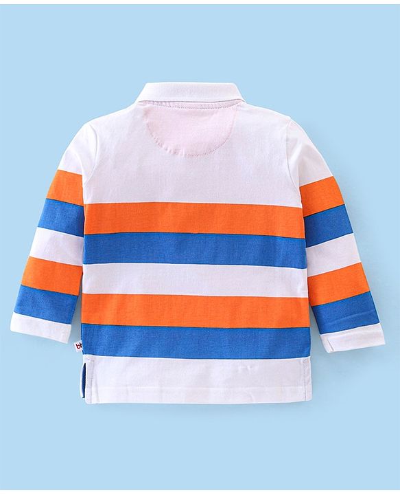 Babyhug Cotton Full Sleeves T-Shirt with Graphic Print - White & Blue