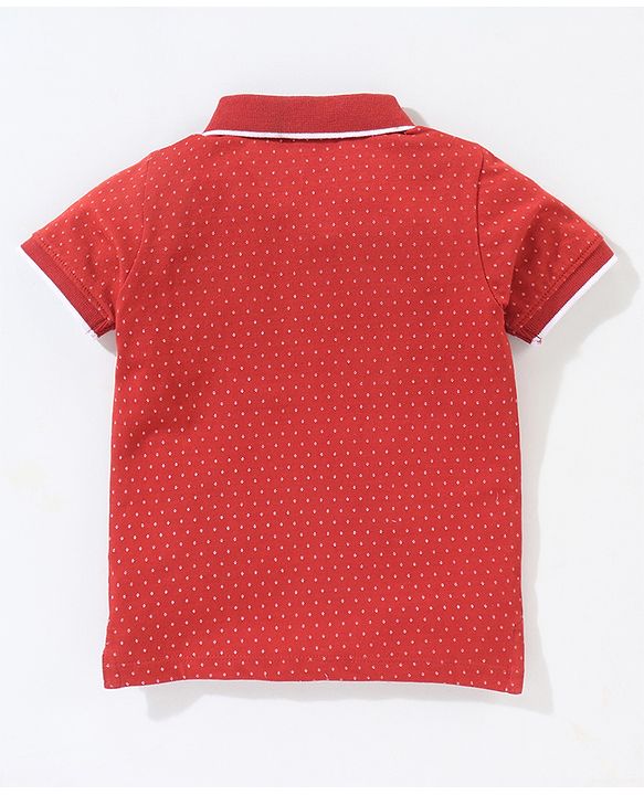 Babyhug Cotton Half Sleeves Polo T-Shirt Printed With Graphic - Maroon