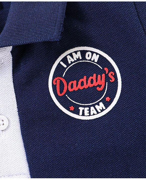 Babyhug Cotton Pique Knit Cut & Sew Half Sleeves Polo T-Shirt Text Print - Red Navy