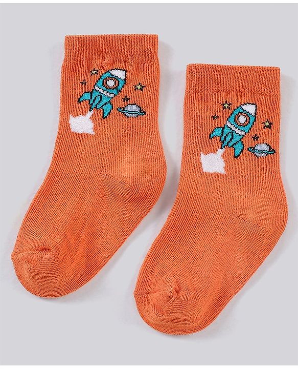 Cute Walk by Babyhug Ankle Length Anti Bacterial Space Theme Socks Pack Of 3 - Blue White