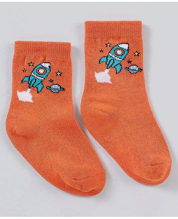 Cute Walk by Babyhug Ankle Length Anti Bacterial Space Theme Socks Pack Of 3 - Blue White