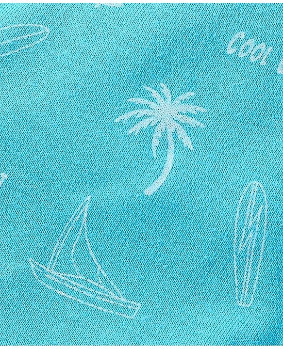 Babyhug Half Sleeves Cotton Knitted Beach Theme Printed Shirt - Blue
