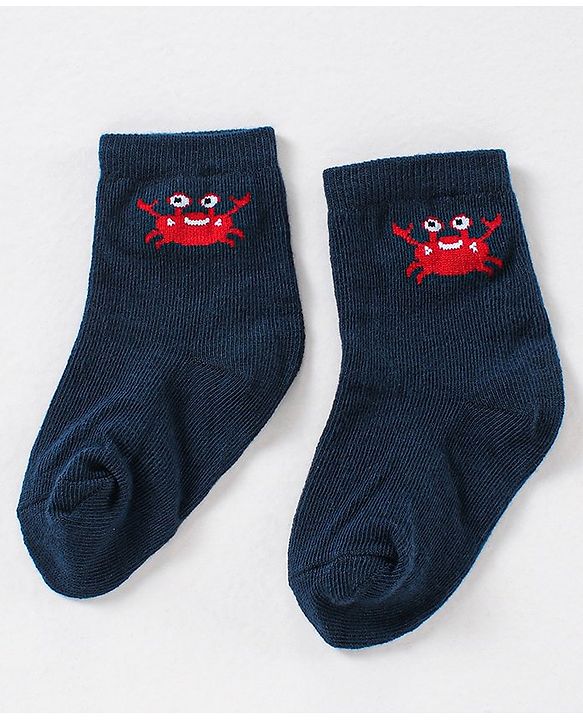 Cute Walk by Babyhug Anti Bacterial Ankle Length Non Terry Striped Socks Star Print Pack of 3 - Blue White