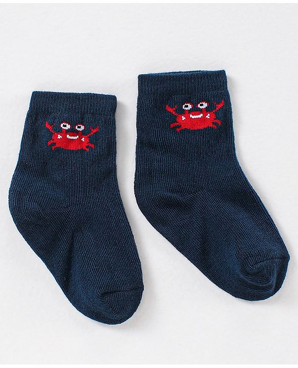 Cute Walk by Babyhug Anti Bacterial Ankle Length Non Terry Striped Socks Star Print Pack of 3 - Blue White
