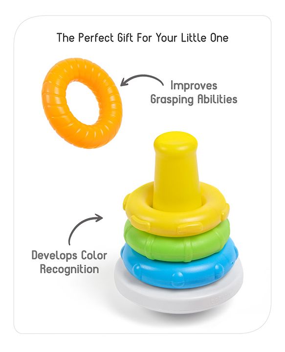 Babyhug Premium 5 Colorful Stacking Rings| Junior Plastic Stack Up Educational Toy| Bath Toy Ring| BIS Certified| Non-Toxic| 6 Months+