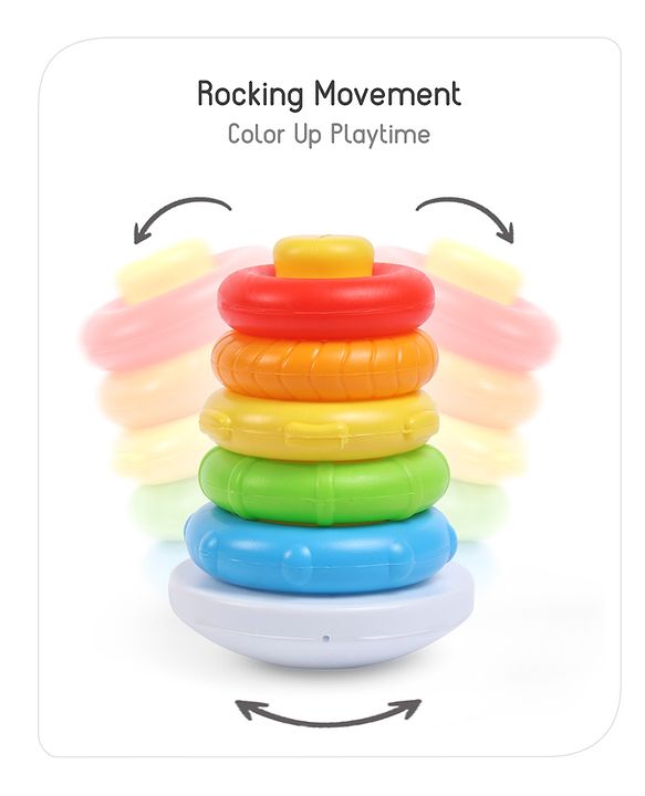Babyhug Premium 5 Colorful Stacking Rings| Junior Plastic Stack Up Educational Toy| Bath Toy Ring| BIS Certified| Non-Toxic| 6 Months+