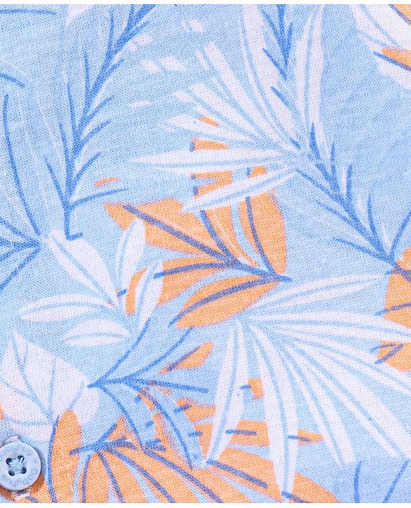 Babyhug cotton Half sleeves Knit boys shirt Tropical Print- Light Blue