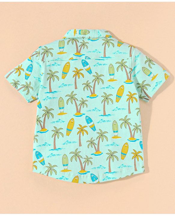 Babyhug cotton Half sleeves Knit boys shirt Surf Print- Blue