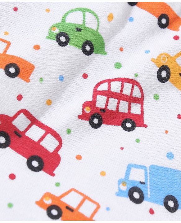 Babyhug Cotton Half Sleeves Knit Boys Shirt Car & Bus Print - White