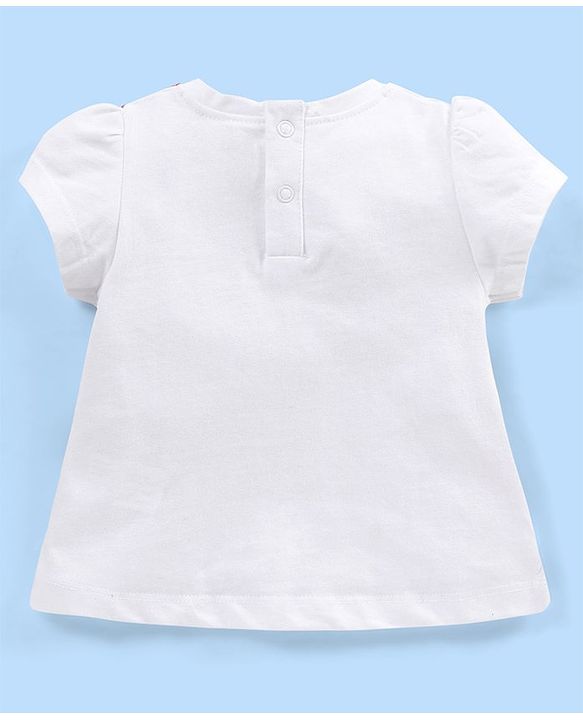 Babyhug 100% Cotton Knit Half Sleeves T-Shirt Minnie Mouse Print - White
