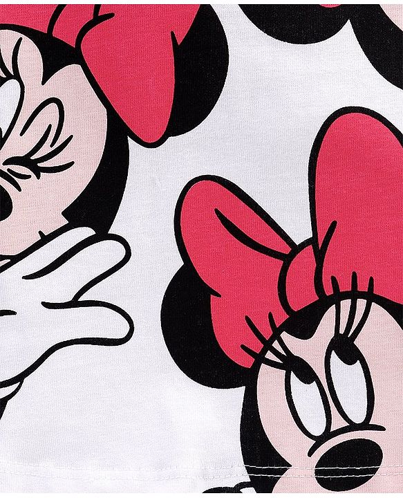Babyhug 100% Cotton Knit Half Sleeves T-Shirt Minnie Mouse Print - White