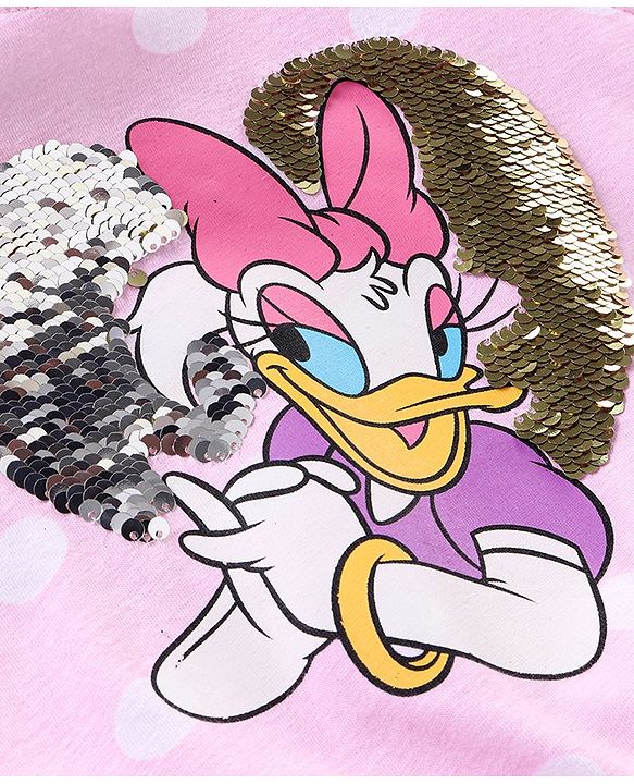 Babyhug 100% Cotton Half Sleeves  Tee With Donald Duck Print - Pink