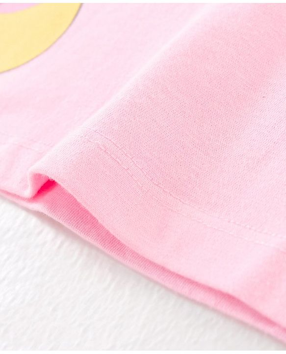 Babyhug Frill Sleeves Tee With Winnie The Pooh Print & Frill Detailing- Pink