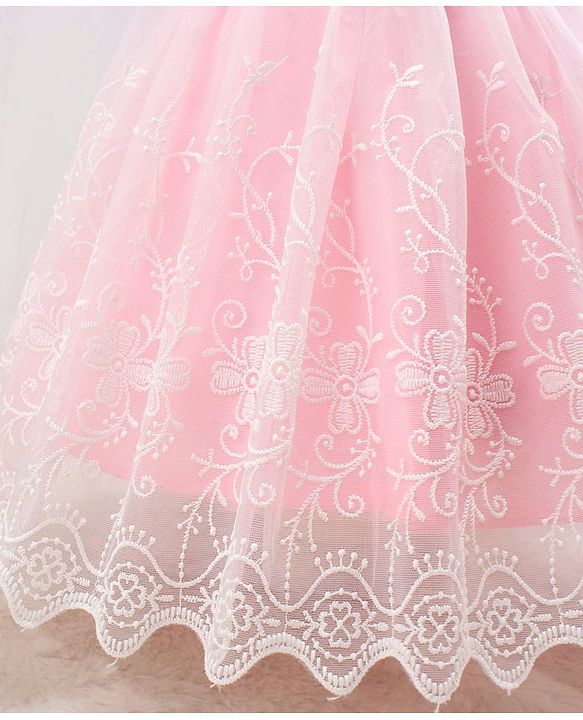 Babyhug Woven Sleeveless Party Frock with Embroidered & Sequines - Pink