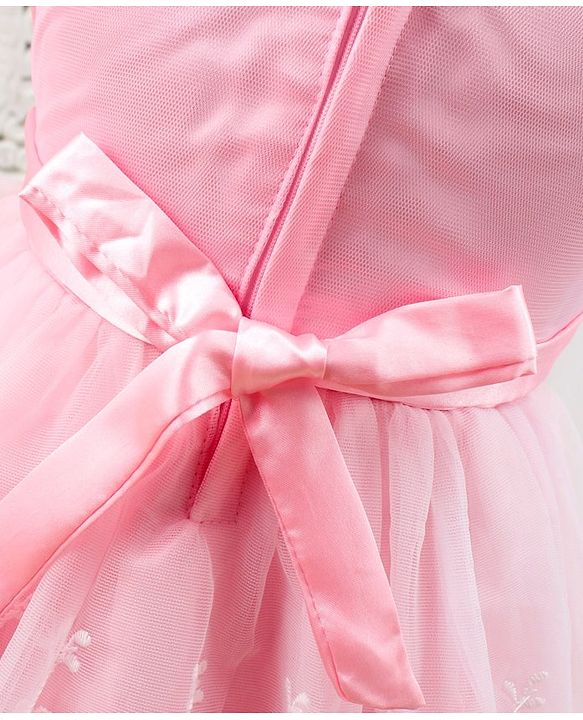 Babyhug Woven Sleeveless Party Frock with Embroidered & Sequines - Pink