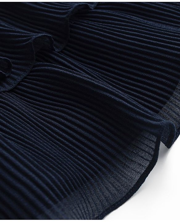 Babyhug Sleeveless Ruffled Layered Frock in Pleated Georgette - Navy