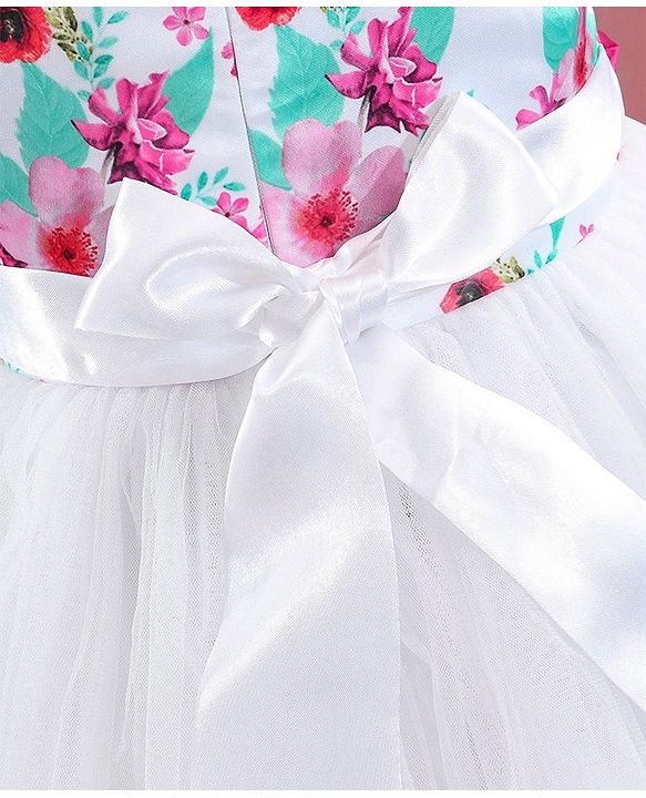 Babyhug Cap Sleeves Frock HD Floral Print - Off White