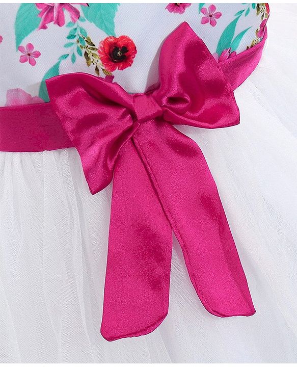 Babyhug Cap Sleeves Frock HD Floral Print - Off White