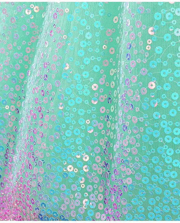 Babyhug Sleeveless Party Frock with Sequinned Detailing and Bow Applique - Mint Green