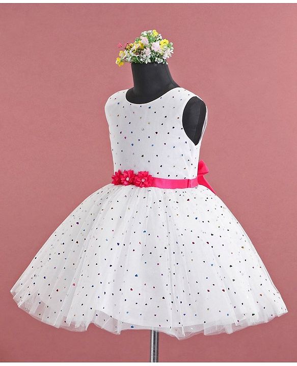 Babyhug Sleeveless Frock Star Sticker Print - White