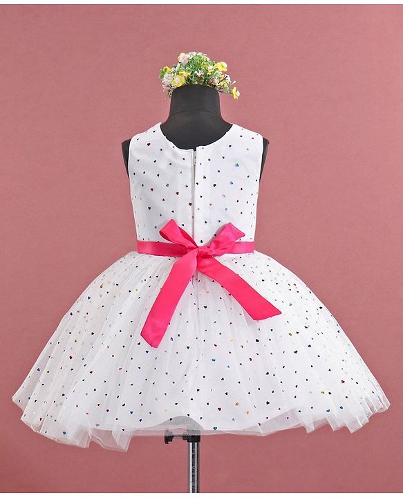 Babyhug Sleeveless Frock Star Sticker Print - White