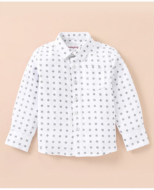 Babyhug Lycra Blend Full Sleeves Shirt & Trousers With A Suspender & Hat Checked- White & Grey