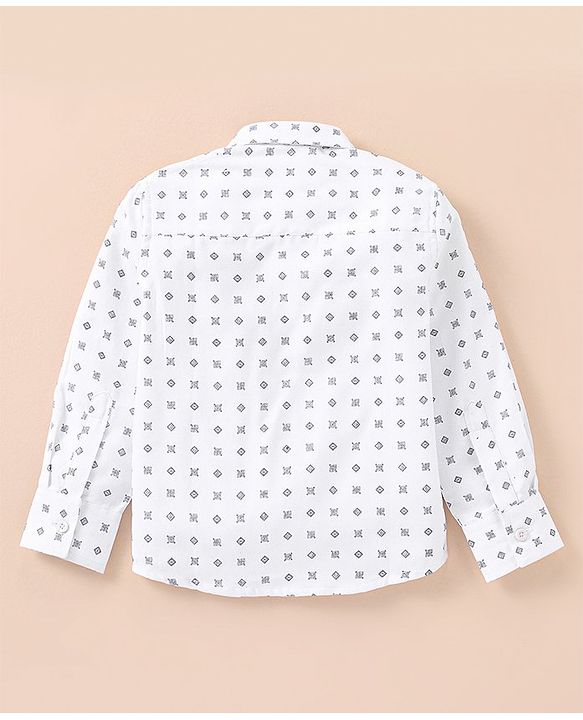 Babyhug Lycra Blend Full Sleeves Shirt & Trousers With A Suspender & Hat Checked- White & Grey