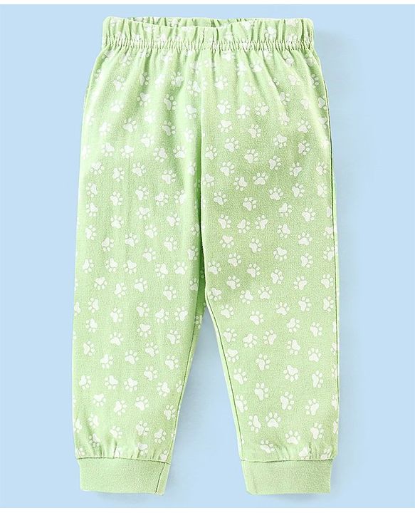 Babyhug Cotton Knit Full Sleeves Night Suit Bear Print - Green
