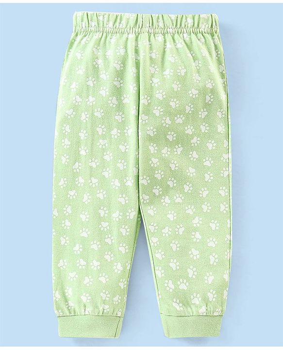 Babyhug Cotton Knit Full Sleeves Night Suit Bear Print - Green