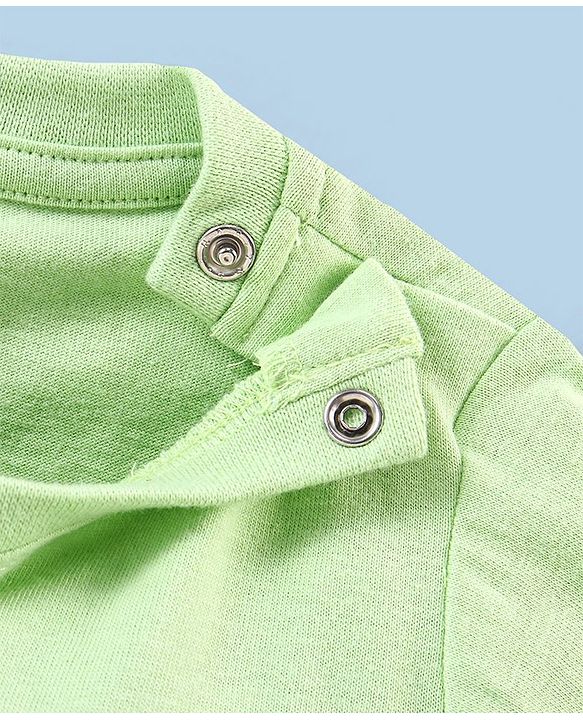 Babyhug Cotton Knit Full Sleeves Night Suit Bear Print - Green