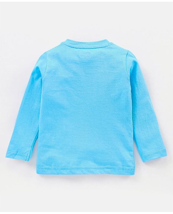 Babyhug Cotton Full Sleeves Night Suit Dino & Stripes Print- Blue
