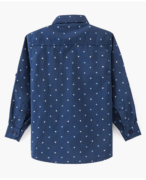 Pine Kids Cotton Full Sleeves Shirt Triangle Print - Navy Blue