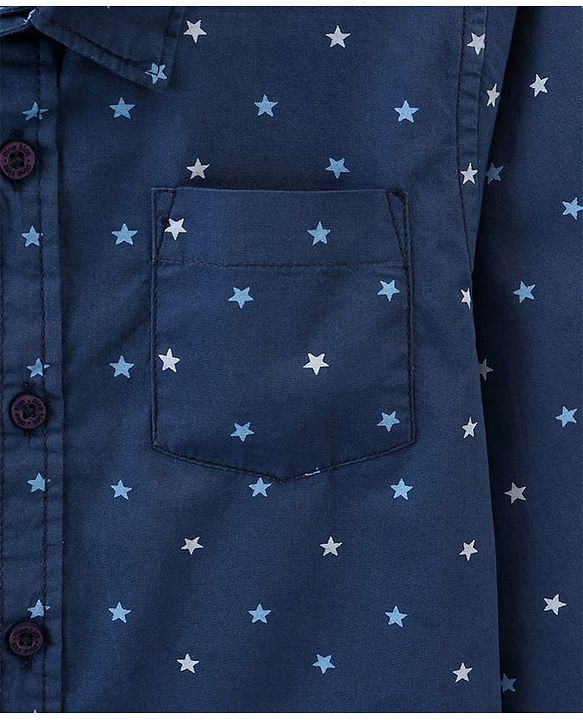 Pine Kids Cotton Full Sleeves Shirt Triangle Print - Navy Blue