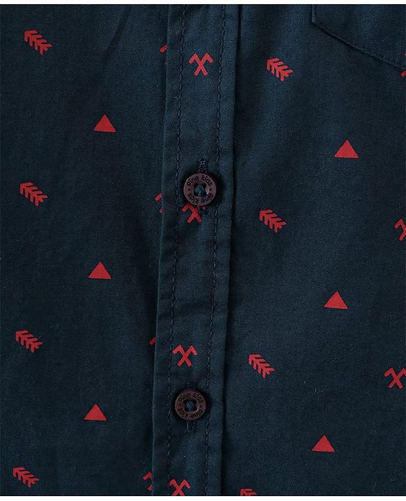 Pine Kids Cotton Full Sleeves Shirt Triangle Print - Navy Blue