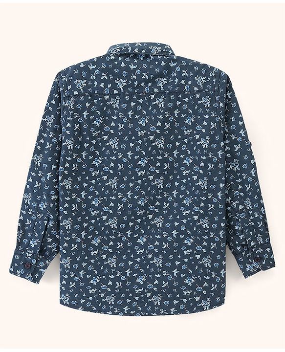 Pine Kids Cotton Full Sleeves Printed Shirt With Soft Hand Feel- Blue