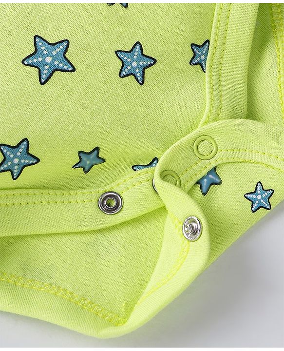 Babyhug 100% Cotton Half Sleeves Onesie Stars Print- Green