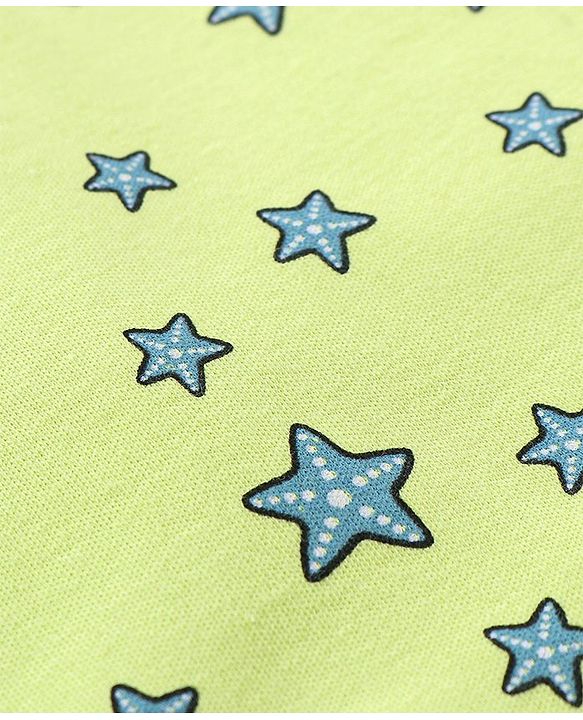 Babyhug 100% Cotton Half Sleeves Onesie Stars Print- Green