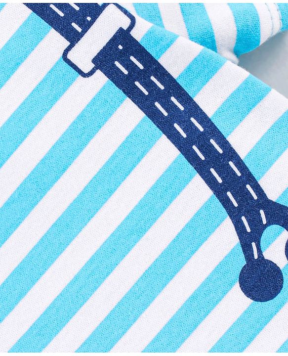 Babyhug 100% Cotton Knit Half Sleeves Onesie Stripes Print - Blue