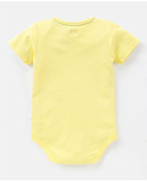 Babyhug 100% Cotton Half Sleeves Onesie Zebra Print - Yellow