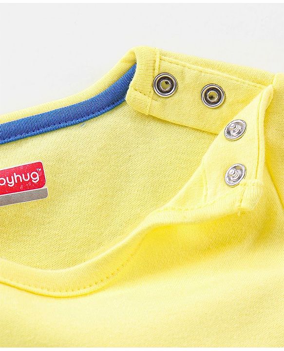 Babyhug 100% Cotton Half Sleeves Onesie Zebra Print - Yellow