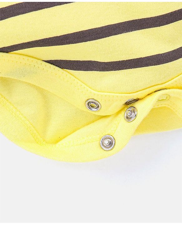 Babyhug 100% Cotton Half Sleeves Onesie Zebra Print - Yellow