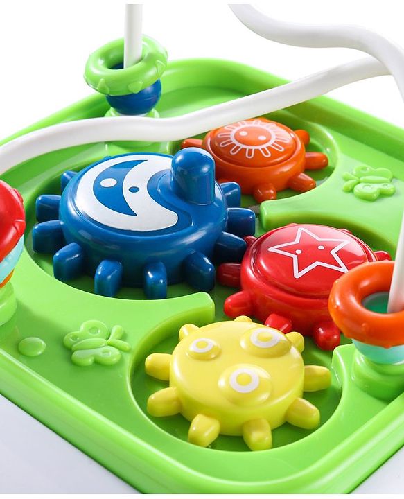 Babyhug Premium All In One Activity Cube| Educational & Learning Activity Toy |6 Interactive Sides of Play with Animals, Birds, Shape Sorter, Clock, Gears and Beads, Piano and Flash Drum and Learn to Drive Functions| BIS Certified| 3 Years+