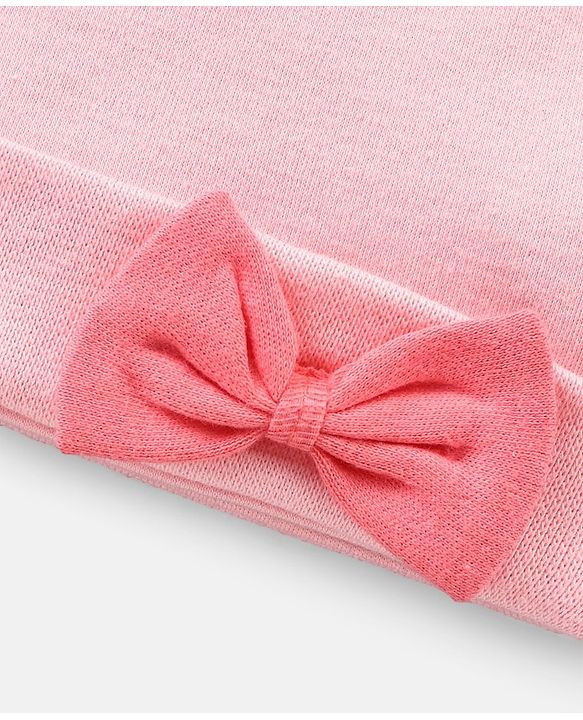 Babyhug 100% Cotton Caps With Bow & Ear Applique Polka Dot Print Pack of 2 Pink - Diameter 16 cm