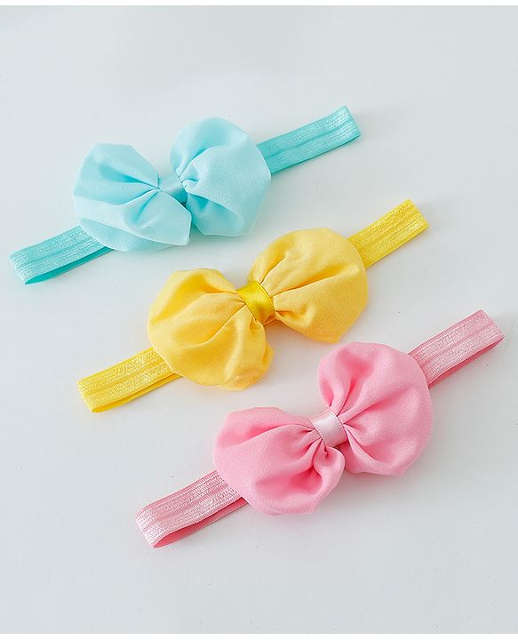 Babyhug Bow Applique Headbands Pack Of 3 - Multicolor