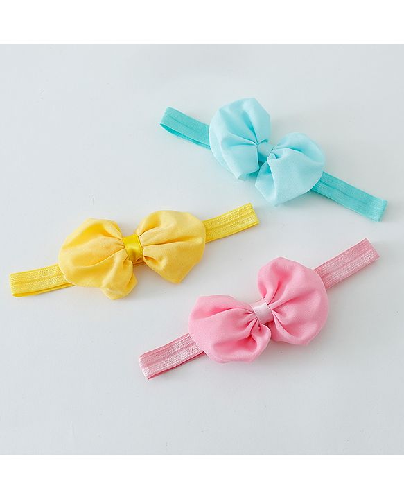 Babyhug Bow Applique Headbands Pack Of 3 - Multicolor