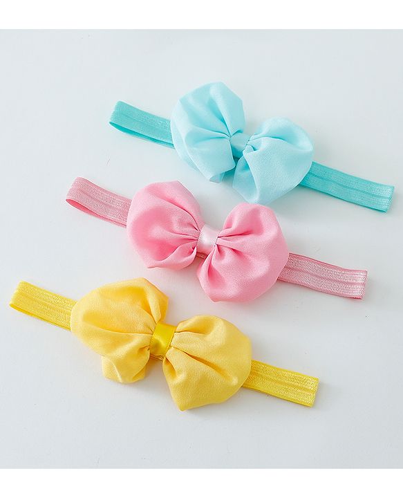 Babyhug Bow Applique Headbands Pack Of 3 - Multicolor